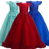Kids Dresses Flower Lace Formal Sleeveless Long Dresses For Girls Princess Costume Girls Wedding Dresses Clothing 4-15Years