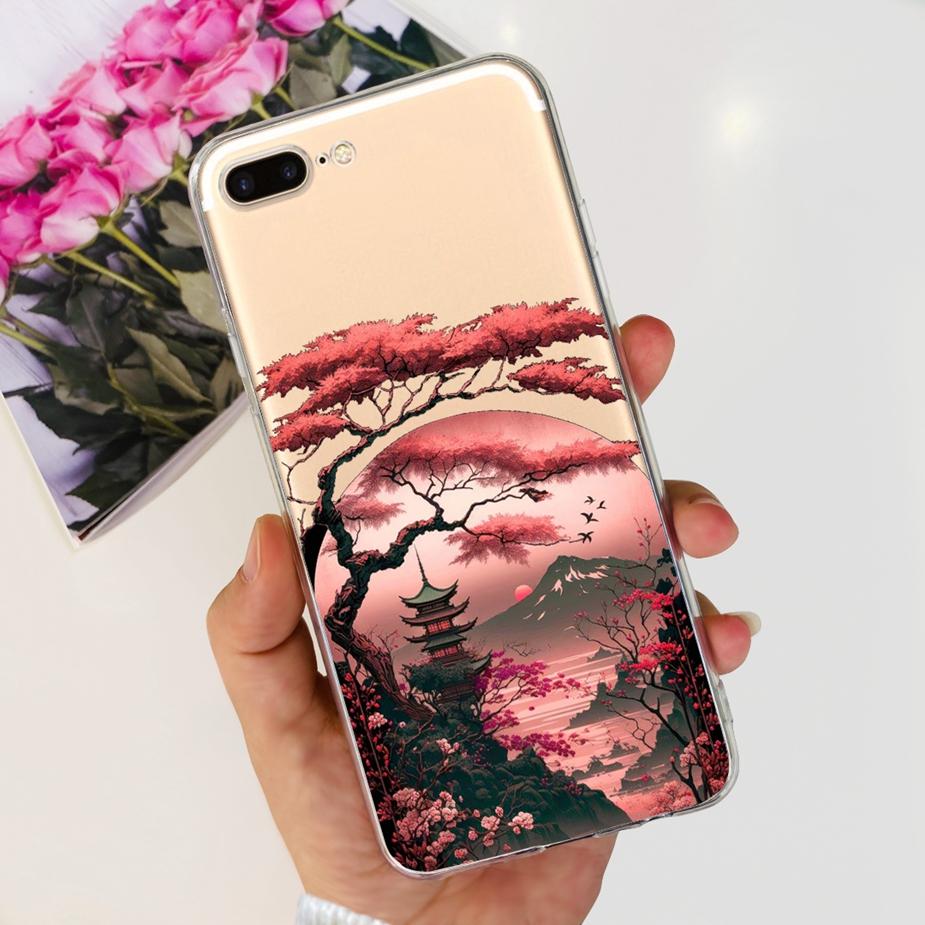 For IPhone 7 Plus Case iPhone8 Plus Fashion Painted Cover Clear Silicone Phone Case For iPhone 8 iPhone7 Plus Soft Fundas Bumper
