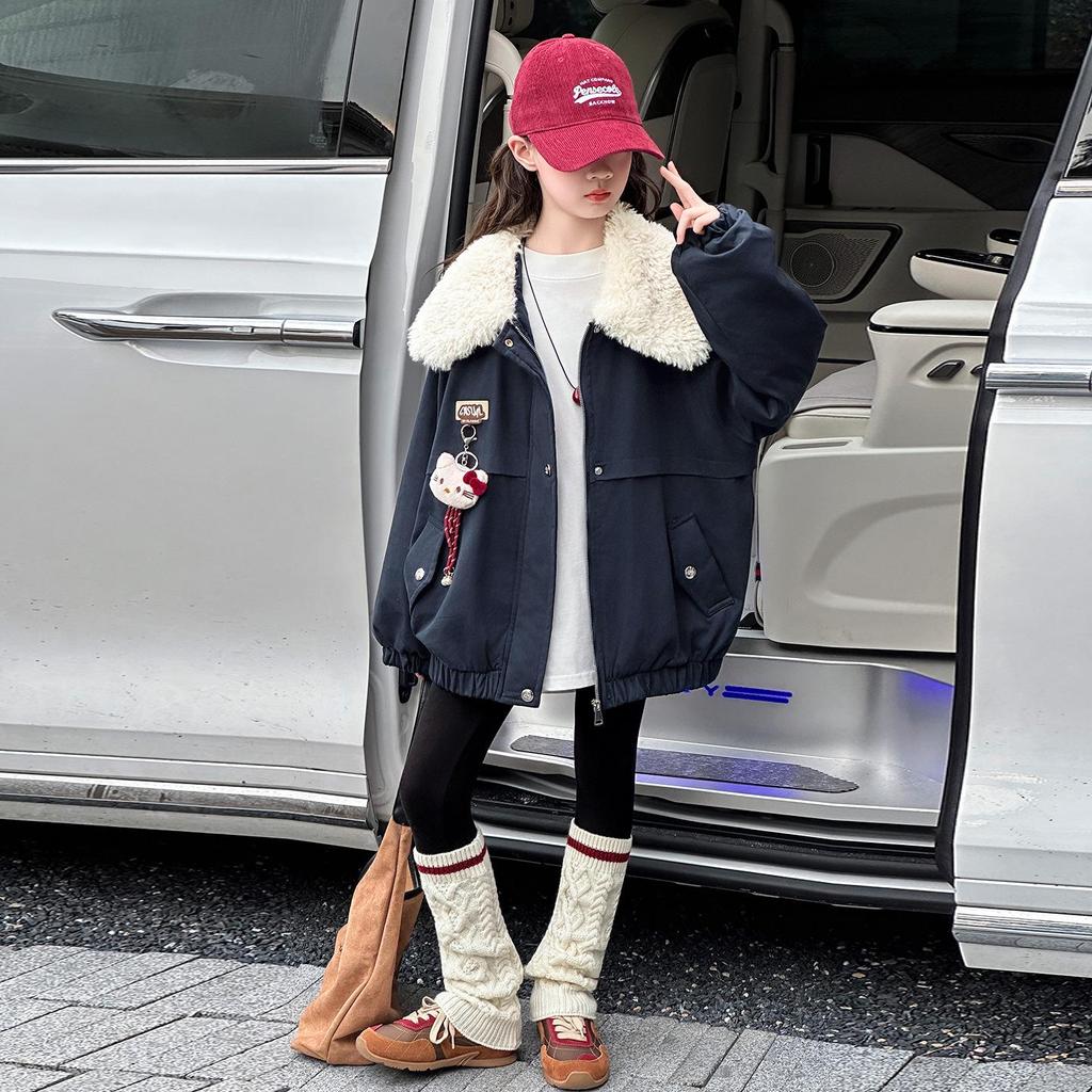 Девичье стеганое пальто - 2025 Осень/Зима Модная утолщенная хлопковая куртка для больших детей