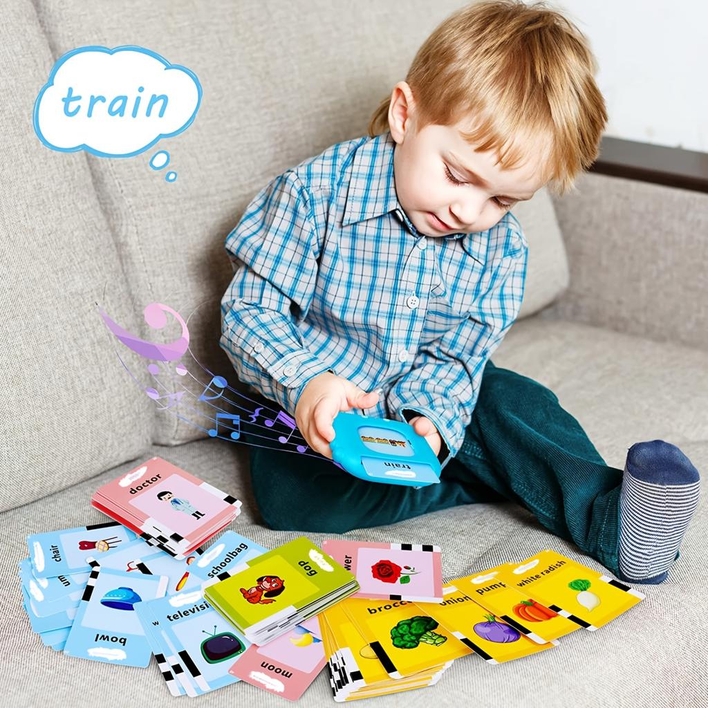 Educational Flash Card Toy Language Learning Device with Insertable Picture Cards for Early Childhood Cognitive Development and Vocabulary Building