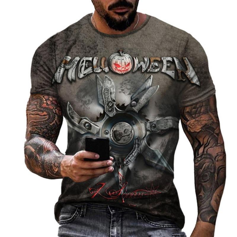 Рок-группа Helloween 3D-печать Футболки Мужские Женские Повседневные Хип-хоп Короткий рукав Футболка Топы Y2K Харадзюку