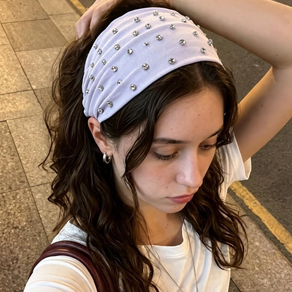 Soft Elastic Studded Headband Wide Makeup Hairband Stylish Punk Rivet Hair Bands Hair Accessories