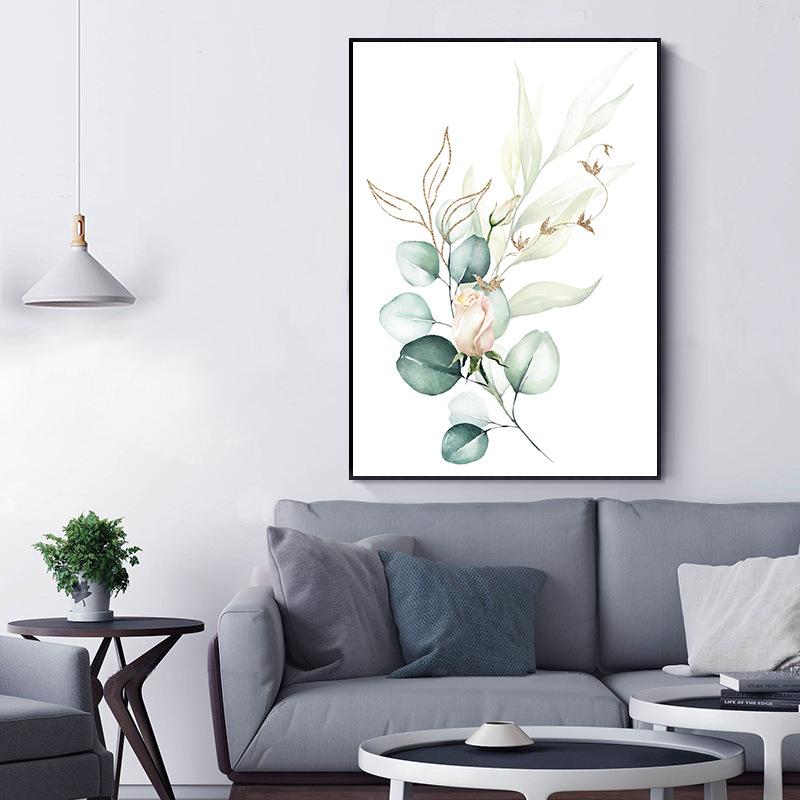 Fresh Green Plant Flower Poster Canvas Painting For Living Room Study Bedroom Wall Decoration