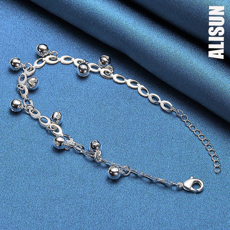 925 Sterling Silver Pearl Ball Clock Chain Bracelet Fashionable Wedding Jewelry