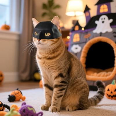 3 шт. Маска кошки на Хэллоуин Кошка Супергерой Косплей Одежда Костюм питомца на тему летучей мыши Аксессуары для маленьких и средних кошек