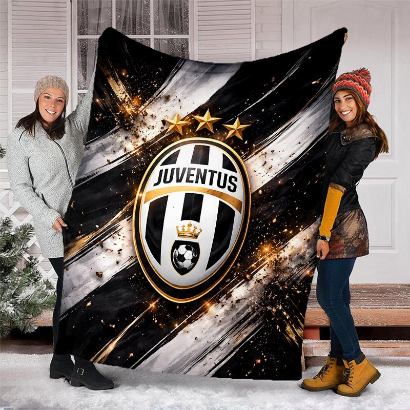 1pc Juventus Theme Blanket - Digital Print, Polyester, Cozy for All Seasons, Perfect for Outdoor, and Travel