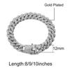 Cuban Link Bracelet Iced Out Miami Gold Plated Hip Hop Full CZ Prong Diamond Bracelet with Giftbox Cuban Link for Man Women