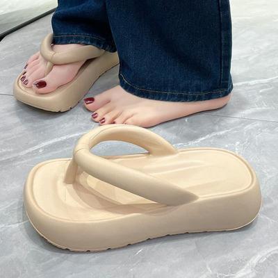 Женские весенние однотонные шлепанцы с мягкой подошвой, уличные тапочки, летние повседневные толстые нескользящие пляжные сандалии на плоской подошве, размеры 36-41