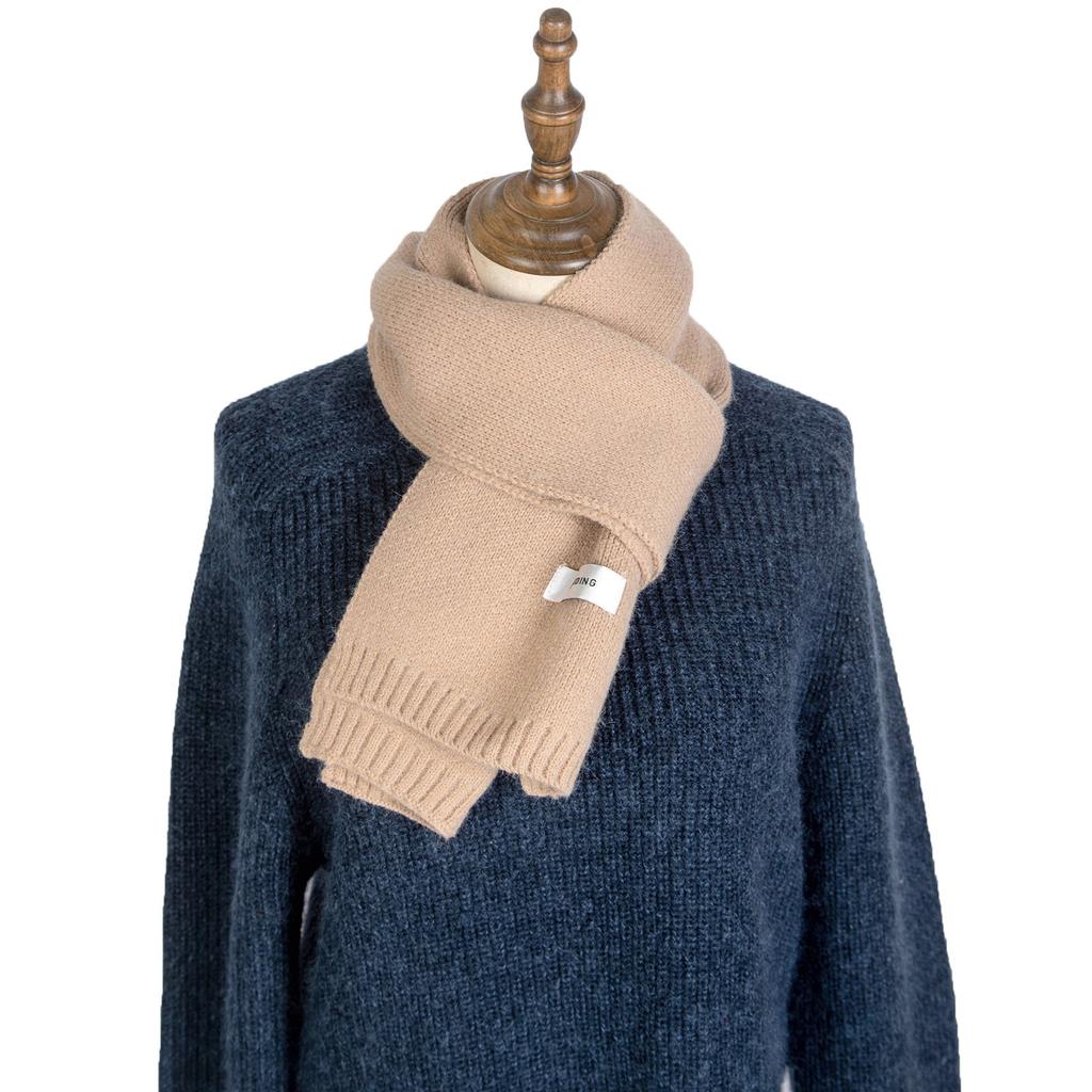 Модный зимний однотонный теплый шарф для женщин, модный мужской вязаный шарф, шаль