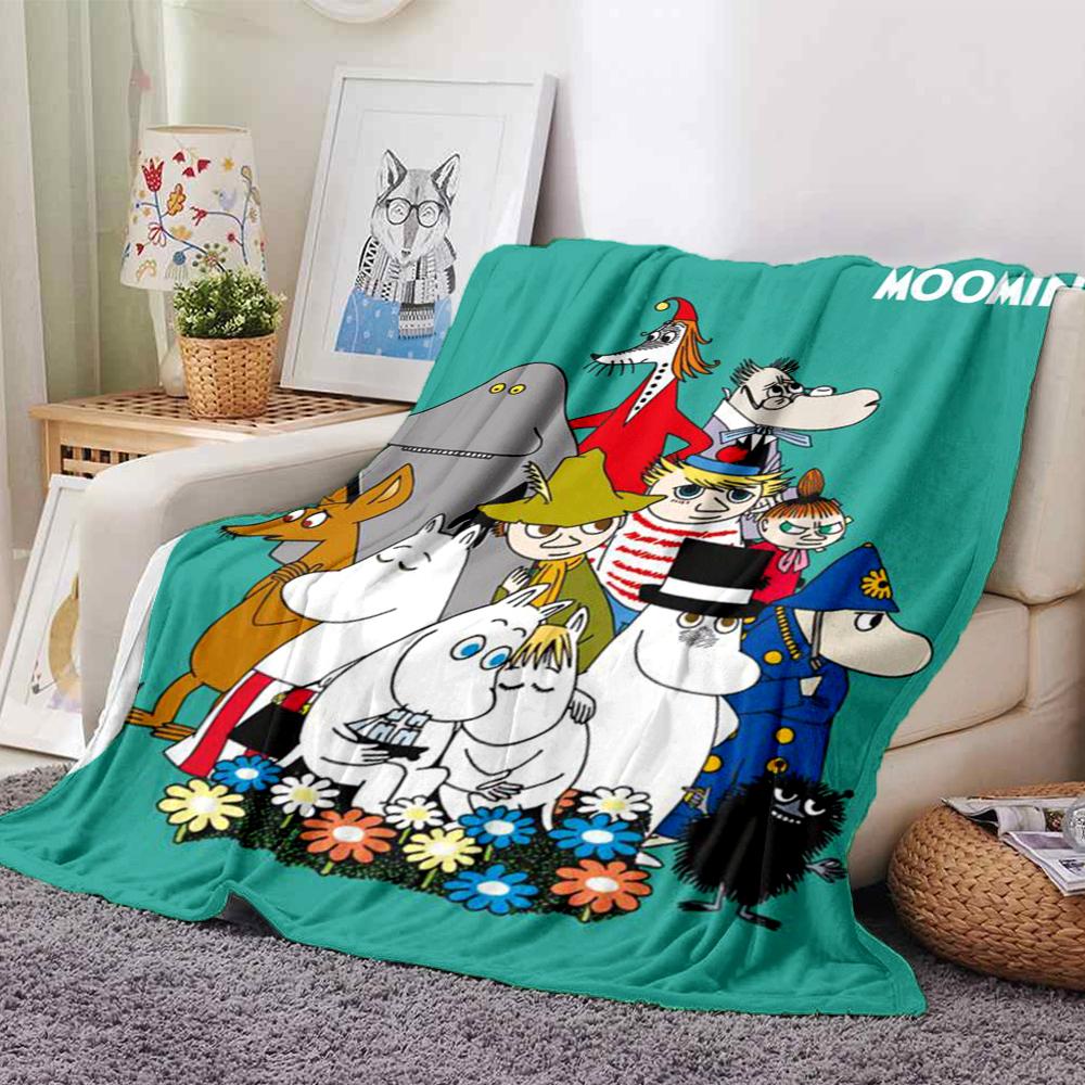 Moomin Theme Printed Blanket - Perfect for Couch, Bed, Travel & Outdoor Use | Machine Washable, Cozy & Durable.