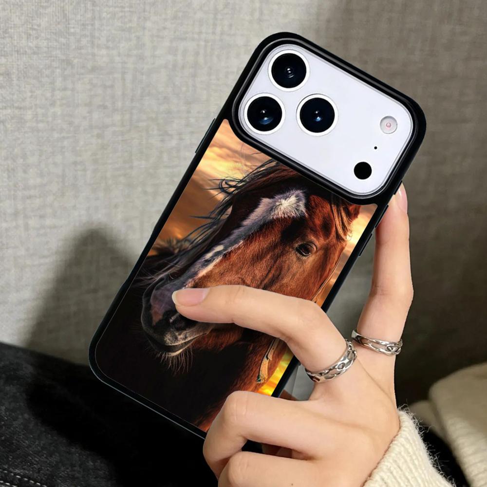Чехол Case для iPhone 17 Air 16 Pro Max 15 Plus 11 13 Mini 14 12 Задняя крышка телефона Акварельная лошадь Масляная живопись