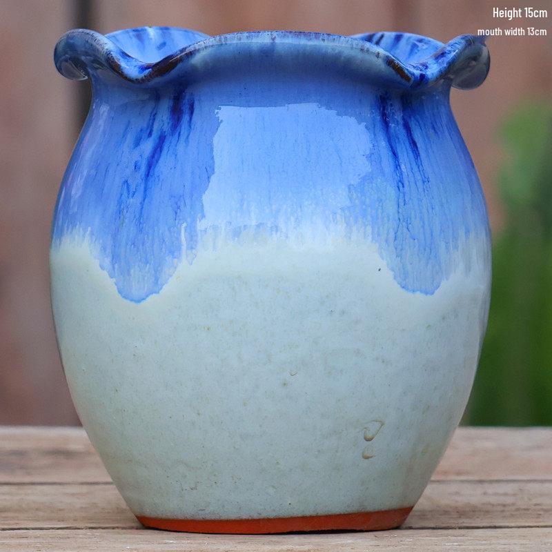 Large Ceramic Terracotta Flower Pot for Balcony and Living Room - Ideal for Succulents, Orchids, Green Radish, and Plants