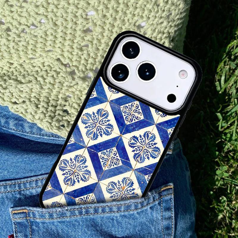 Искусство Декоративная марокканская плитка Чехол-бампер для IPhone 11 12 13 14 15 16e 17 Pro Max Чехол для IPhone 17 Air