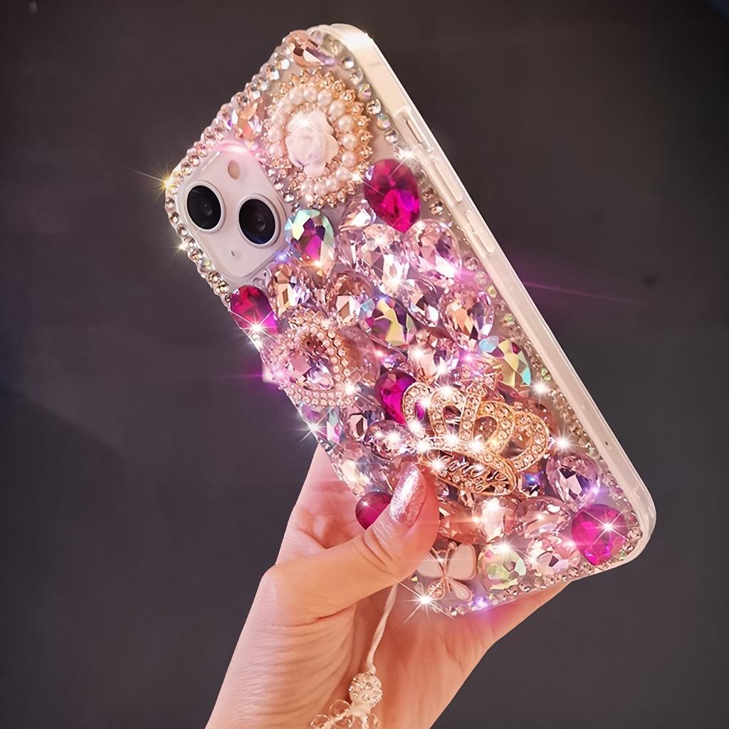 Чехол для телефона со стразами и блестками для iPhone 17 16 15 14 13 12 11 Pro Max Air mini 16e 8 7 Plus X XS XR, Блестящий дизайн с кристаллами, короной, бабочкой, жемчугом и цветами