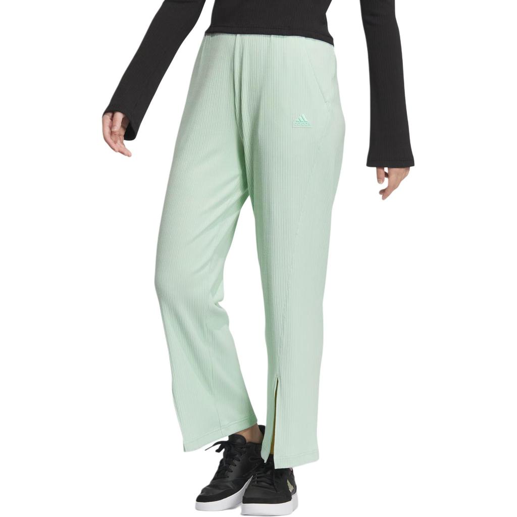 adidas Lounge Wide Leg Knit Joggers Women Bottoms Light-Green JJ3605