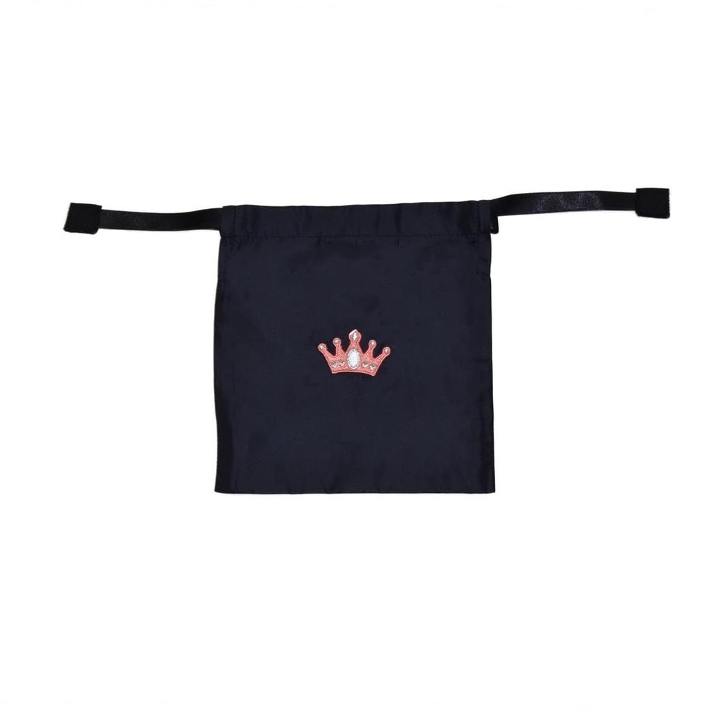 Angel Smile Royal School Гросгрейн Портативные тапочки LL Вышитая тиарой темно-синяя сумка на кулиске RSSL2022003 LL (Ювелирный черный) & (Маленький) 2 шт