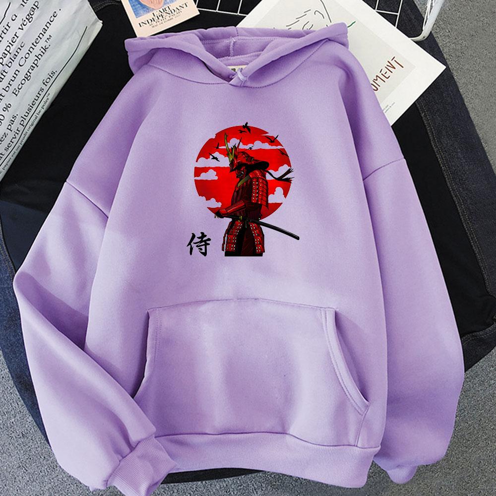 Japan Samurai Armor Katana Graphic Hoodies Cartoon Print Aesthetic Sweatshirt for Autumn/Winter Anime Clothing Moletom Hoody