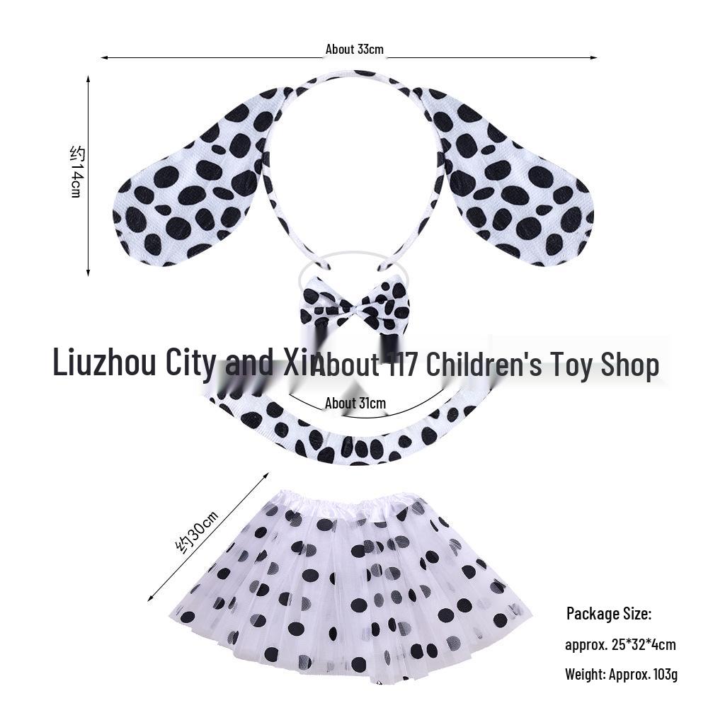 Dalmatian Dog Headband & Tutu Dress Halloween Costume Set for Kids