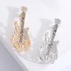Retro Versatile Ladies Brooch Exquisite Collar Corsage Guitar Design Hollow Rhinestone-studded Buckle Pin Brooch