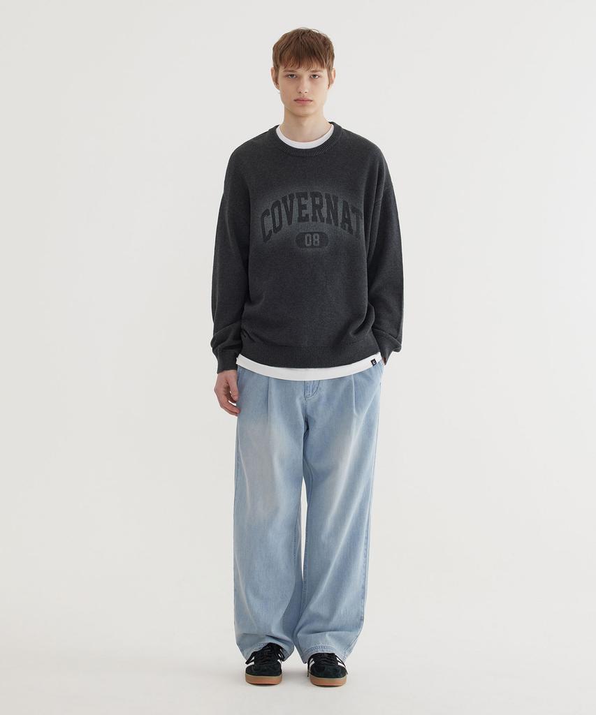 COVERNAT Spray Arch Logo Crew Neck Knit Charcoal