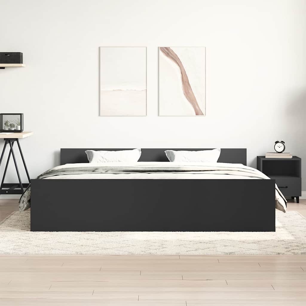 Bed Frame with Headboard and Footboard Black 160x200 cm