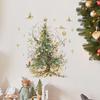 Christmas Wall Sticker: Green Tree with Gold Snowflakes and Red Girl Design for Living Room & Bedroom