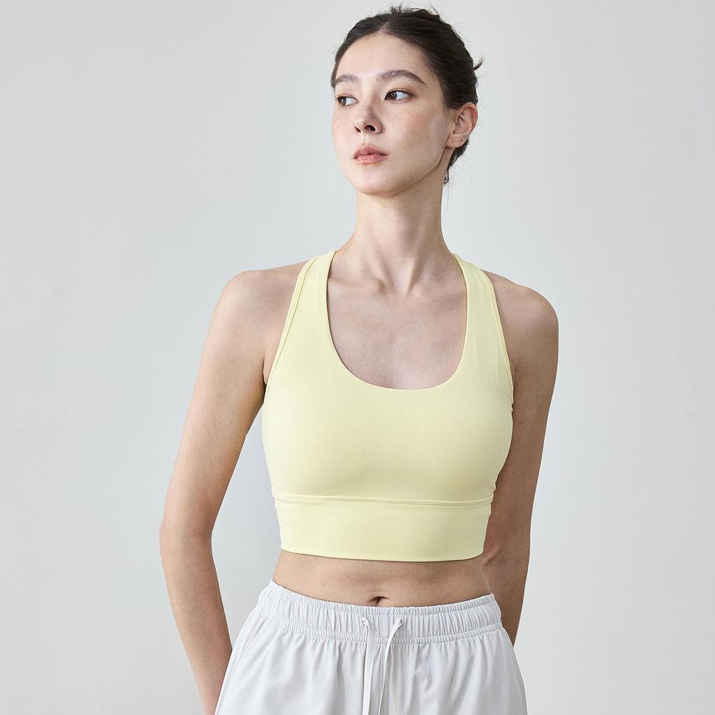 Женский летний утягивающий топ-бра для йоги с гоночной спинкой и нагрудными вкладышами - Красивый дизайн спины