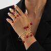 Imitation Pearl Bracelets Rings Set for Women Chunky Adjustable Fit Wrap Bracelets Ring Personality Advanced Irregular Bracelet