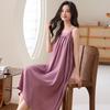 Suspender nightdress women's cloud cotton cool solid color sleeveless neck pajamas with chest pads summer loungewear can be worn outside