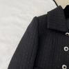 2026 Womens Black Sequin Lapel Short Cropped Blazer Slim Fit French Chic Elegant Coat Cotton Blend