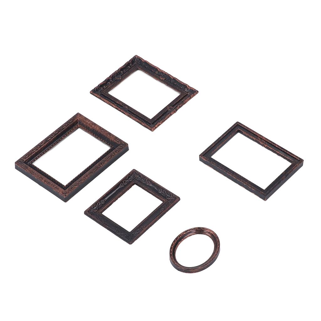 Miniature Picture Frame Vintage Lifelike Exquisite Mini Photo Frame for 1/12 Dollhouse 5pcs