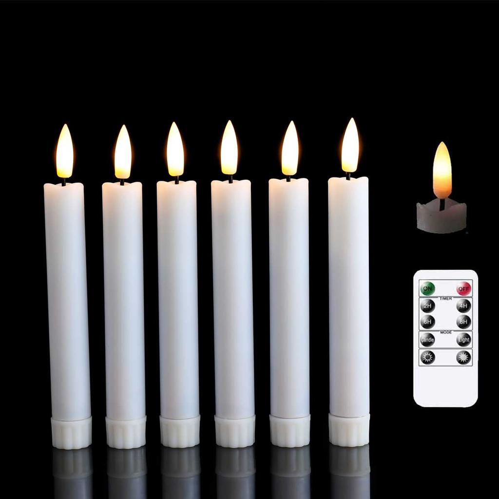 3 or 6 Pieces Short Or Long Flameless Wedding Decorative Taper Candles,6.5 /10 Inch Battery Powered Christmas Home Decoration