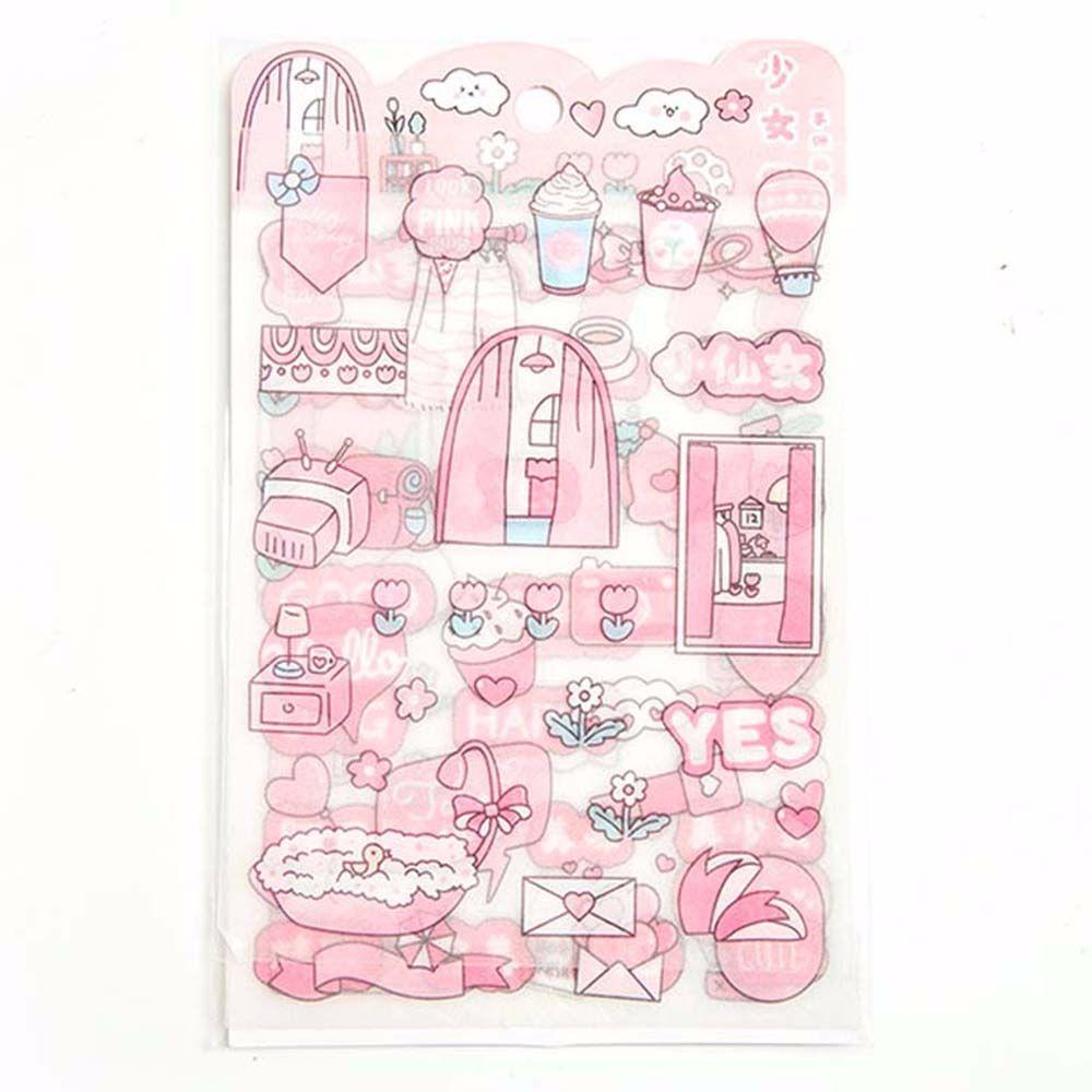 Cartoon Frosted Sticker Pink Flash Point Sticker Decorative Sticker Anime Stickers Diary Stickers