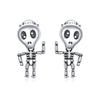 S925 Sterling Silver Cool Skeleton Man Ear Studs Women Earrings