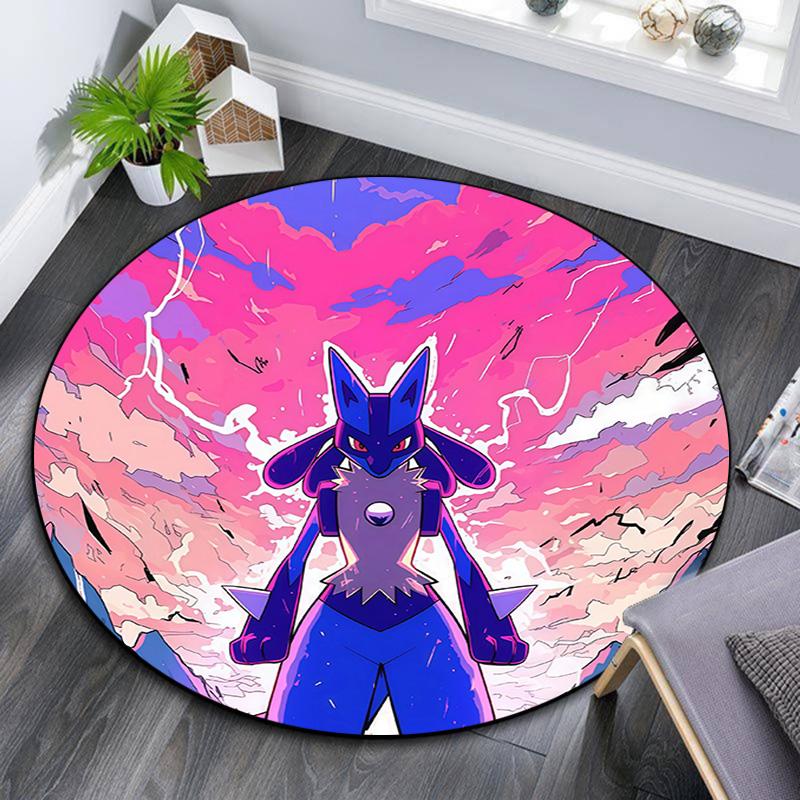 Lucario2 Round Area Rug,Carpet Rug for Living Room Bedroom Sofa Playroom Decor,Non-slip Floor Mat