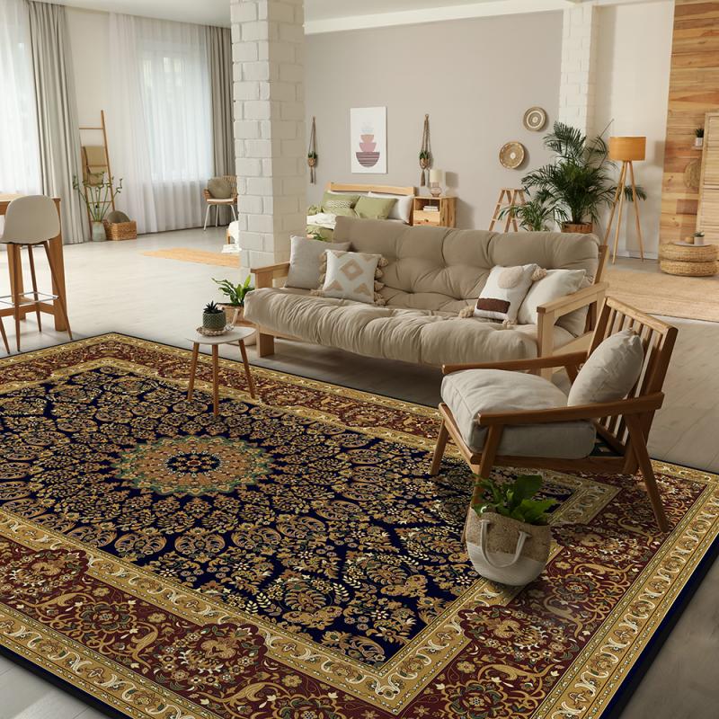 Retro Bohemian Area Rug Non-slip and Easy to Clean Living Room Floor Mat Bedroom Dining Room Rug Home Decoration