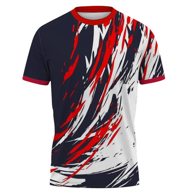 Summer Round Neck 3D Colorful Abstract Pattern Print Top Fashionable Casual Short Sleeved Men's T-shirts