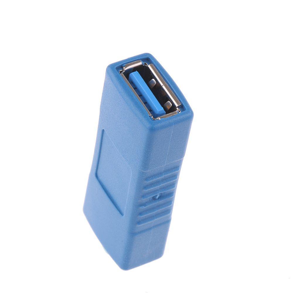 PC Laptop Black Blue Changer USB 3.0 Adapter Coupler Gender Type A Female To Female Connector