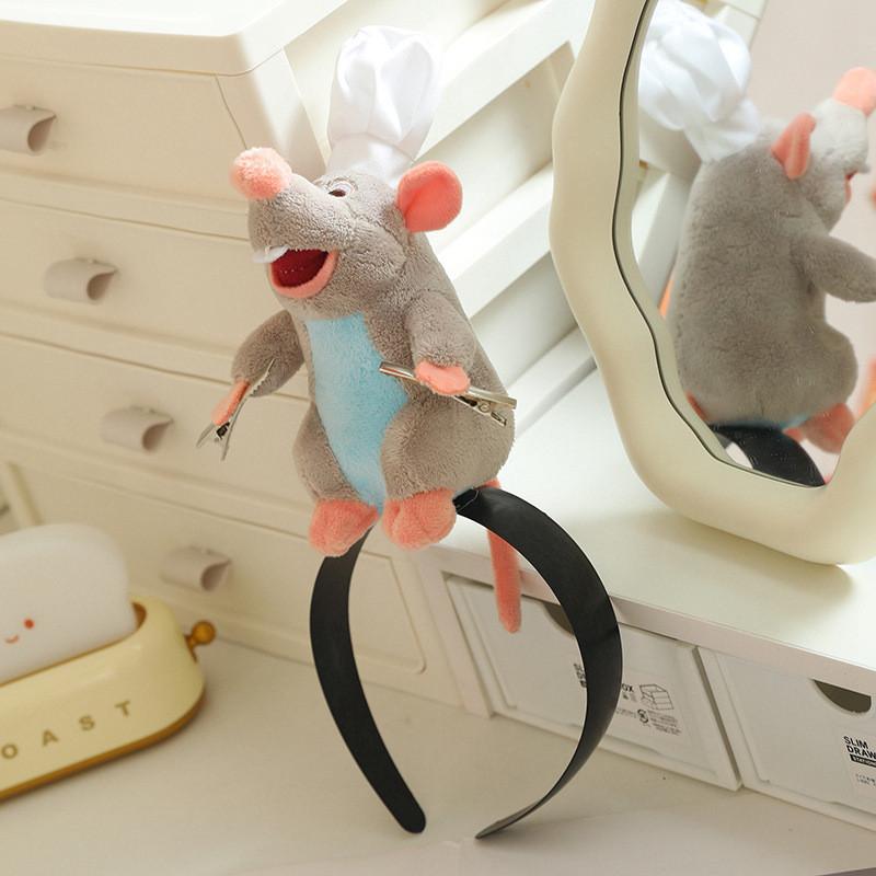 Ratatouille Plush Mouse Toy Headband Adorable Hair Accessory Stuffed Gift Doll