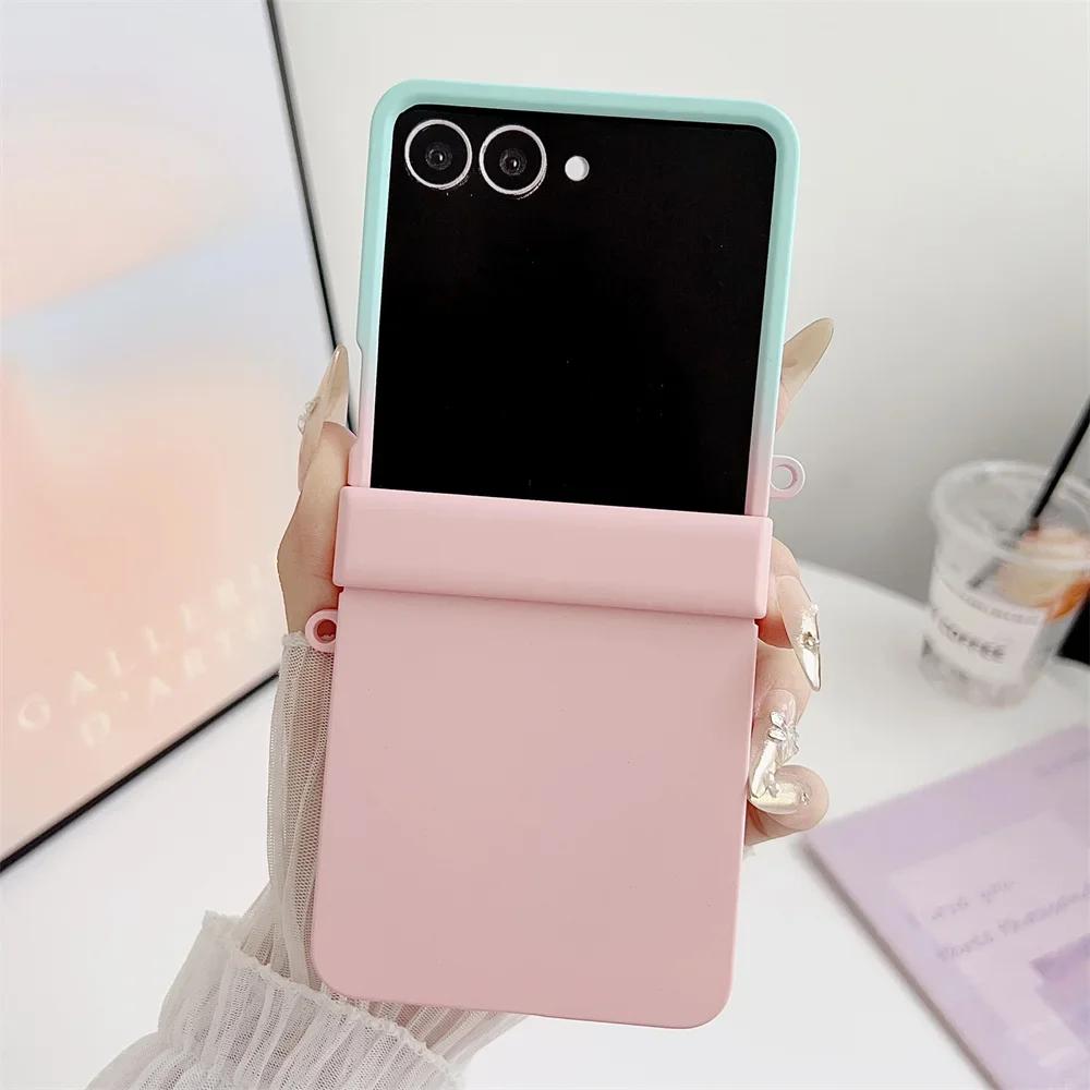 Роскошный матовый чехол-коллизия для Samsung Galaxy Z Flip 7 6 5 4 3 Zflip7 Градиентный двухцветный защитный чехол с жестким шарниром
