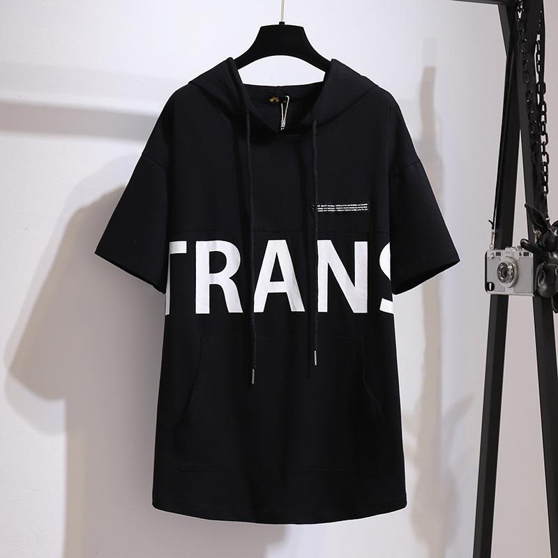 Рубашка большого размера для мамы, свободная футболка с капюшоном, женская повседневная футболка с надписью, топ, женская одежда больших размеров