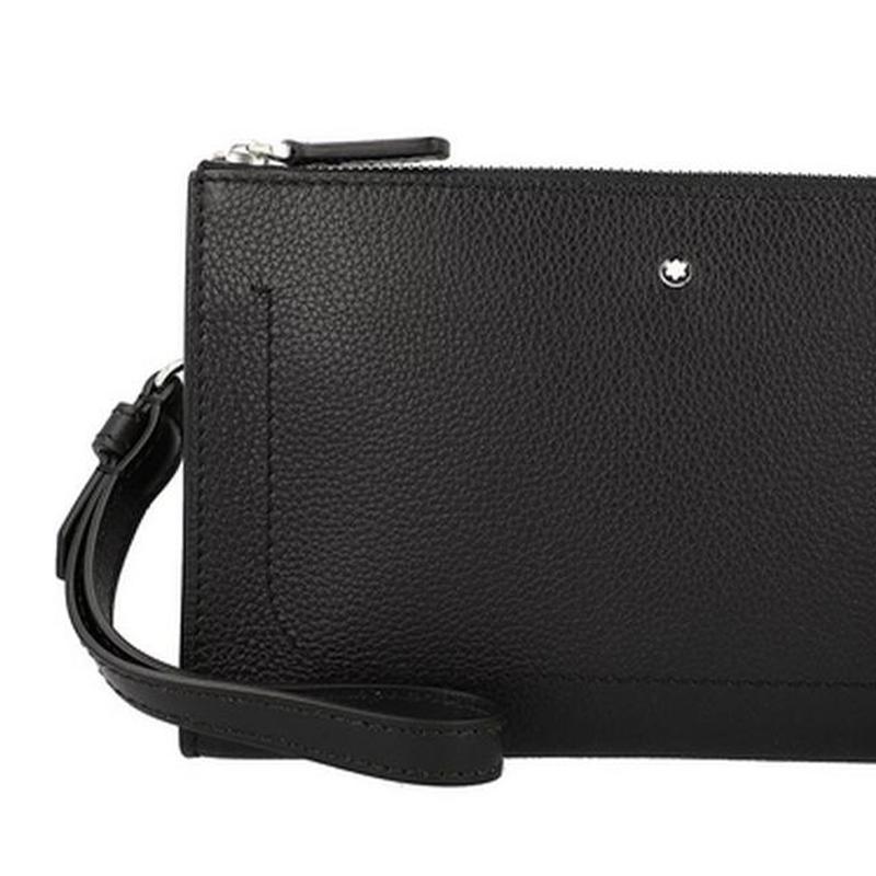 Montblanc Серия Meisterstück Минималистичный Логотип Модного Бренда Печать Застежка-молния Мягкая Кожа с Зернистой Текстурой Клатч Унисекс Клатч Черный 127322