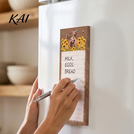 To-do List with Magnet Magnetic Refrigerator Notepad, Highland Cow/Bow/Leopard Print, Shopping Sunflower Kitchen Memo Pad for Fridge And Metal
