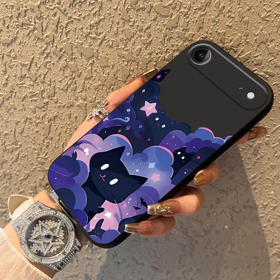 Чехол для телефона Funda для Apple iPhone 17 Pro Max XR XS MAX 15 Pro 7 8 Air 16 13 12 14 11 Черная кошка Звездная ночь