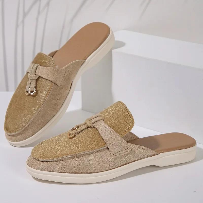 Мода 2024 года, новые повседневные мокасины с кисточками для верхней одежды, модные женские туфли-лодочки с металлической пряжкой, удобные туфли без застежек