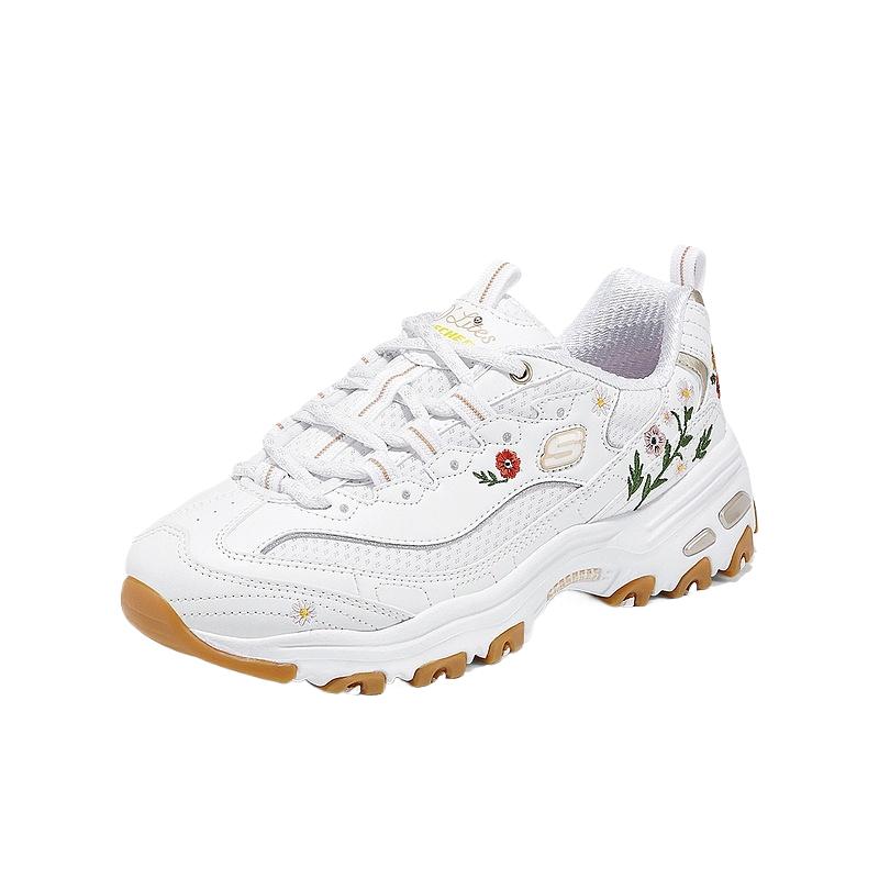 Skechers DLites Удобные Модные Минималистичные Универсальные Низкие Папины Кроссовки Женские Кроссовки Белые 150553-WHT