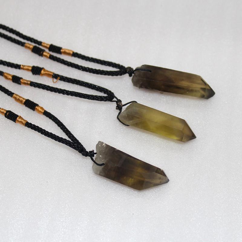 Натуральный дымчатый камень колонна лабрадорит коричневый кварц кулон ювелирные изделия ручной работы