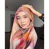 Watercolor Series Satin Polyester Ethnic Shawl Printed Scarf Women'S Scarf
