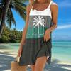 Женское пляжное мини-платье с принтом кокосовой пальмы, повседневное современное платье без рукавов, свободного кроя, для улицы, на каждый день, лето