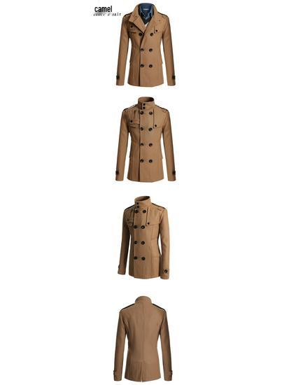 Мужской шерстяной тренч приталенного кроя средней длины для зимних поездок на работу, коллекция 2025